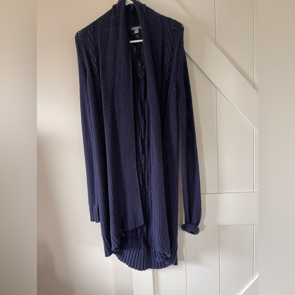 Navy sweater cardigan, knee length